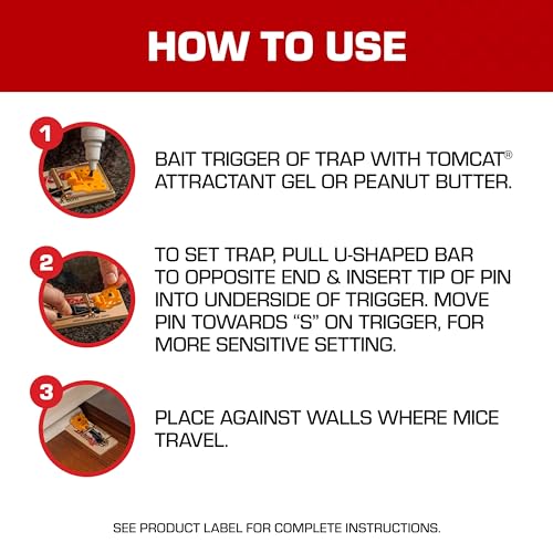 Tomcat Wooden Mouse Traps - Disposable Non-Chemical Mouse Trap for Homes, Garages and Basements, 4 Pack - size: 1-Pack, style: Mouse Trap
