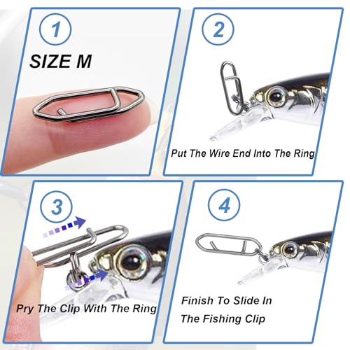 Fishing Power Clips, 200pcs Fishing Speed Clips for Fishing Lure Quick Change, High Strength Stainless Steel Clips Snap Freshwater Saltwater Crankbait Popper Lure Connector Tackle - size: 200pcs (5 Sizes):#13,#18,#25,#30