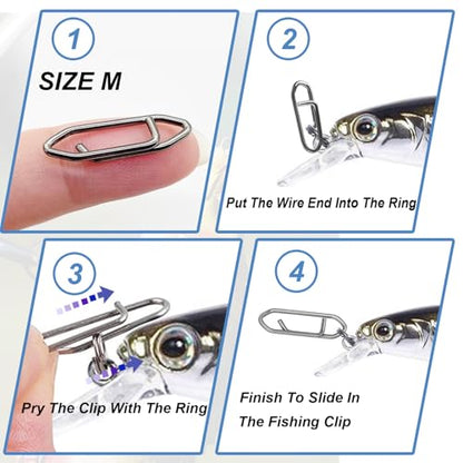 Fishing Power Clips, 200pcs Fishing Speed Clips for Fishing Lure Quick Change, High Strength Stainless Steel Clips Snap Freshwater Saltwater Crankbait Popper Lure Connector Tackle - size: 200pcs (5 Sizes):#13,#18,#25,#30