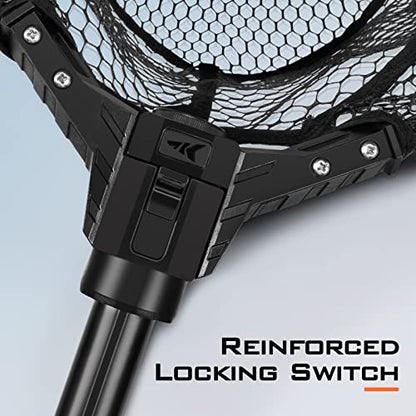 KastKing Brutus Fishing Net, Foldable Extendable Fish Landing Net, Lightweight & Portable Fishing Net with Soft EVA Foam Handle, Holds up to 44lbs/20KG, Fish-Friendly Mesh for a Safe Release - size: 75" Total Length(extendable), style: Pvc Net
