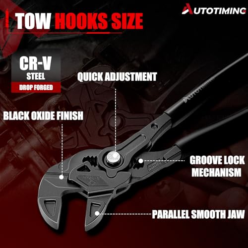 10-Inch Adjustable Plier Wrench Premium CR-V Parallel Pliers Parallel Jaw Pliers with Comfortable Grips Groove Lock Mechanism Black Finish - color: Black-10