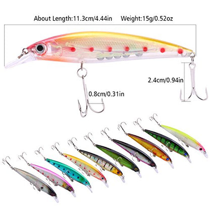 Sougayilang Minnow Fishing Lures Crankbaits Set Fishing Hard Baits Swimbaits Boat Topwater Lures for Trout Bass Perch Fishing - color: Style-A 10PCS