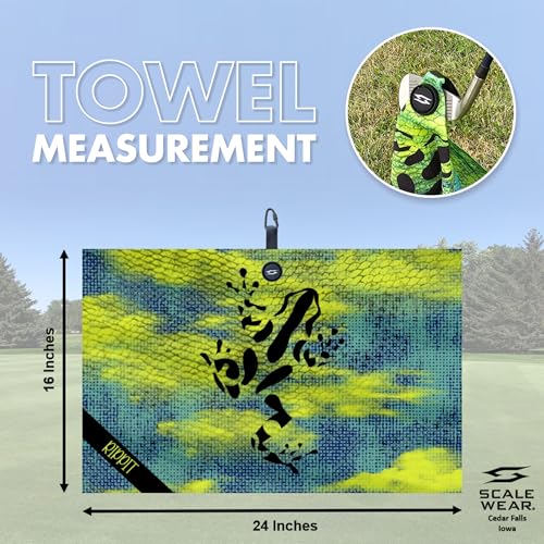 Rippit Magnetic Waffle Golf Towel – Large 16"x24" Microfiber Golf Club Ball Magnet Clip to Hang on Bag Cart Strong Premium Strength Ultra Absorbent Gear Men Gift (Rippit Yellow Blue Haze) - color: Rippit Yellow Blue Haze