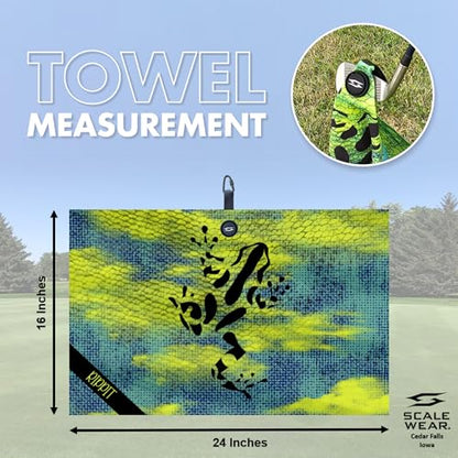 Magnetic Microfiber Waffle Golf Towel – Large 16"x24" Clean Golf Club Ball Magnet Clip to Hang on Bag Cart Strong Premium Strength Ultra Absorbent Gear Blue Men (Rippit Yellow Blue Haze) - color: Rippit Yellow Blue Haze