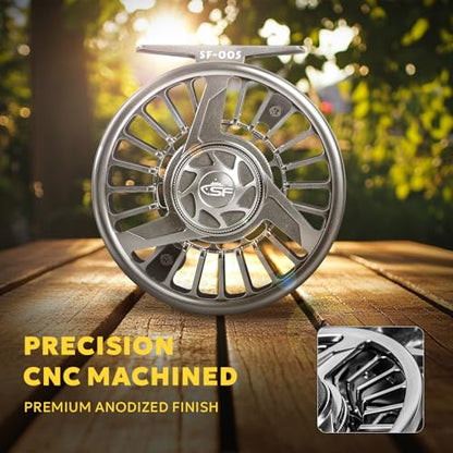 SF Premium SF005 Fly Fishing Reel Aircraft-Grade Aluminum 3/4/5, 5/6/7, 7/8/9 WT Dust-Proof Sealed Drag Free Reel Case Perfect for Trout & Bass - size: 3/4/5wt