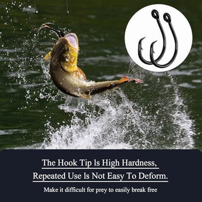 10PCS High-Carbon Steel Circle Hooks Barbed Fishing Hooks with Holes, Freshwater and Saltwater Fishing Hooks for Tuna, Catfish, Bass - size: 4/0
