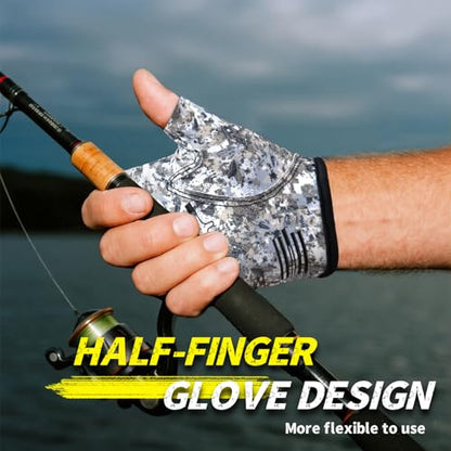 Stubby Fingerless Fishing Gloves Men - Lightweight Breathable Anti-Slip Kayak Gloves Women for Kayaking, Sailing,Paddling,Rowing - color: Camouflage gray, size: Large-X-Large