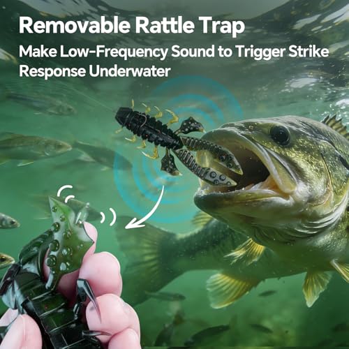 Crawfish Lure 5.5", Soft Plastic Crawdad Creature Bait with Rattles, Weedless Bass Fishing Lure, Realistic Fishing Lures for Freshwater & Saltwater, 3 Pack Red Green Blue - color: Green Pumpkin