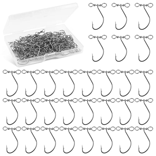 Drop Shot Fishing Hooks,50/100pcs in-line Drop Shot Rig Hooks Swivels High Carbon Steel Worm Fishhook for Bass,Perch,Walleye,Catfish - size: 100pcs
