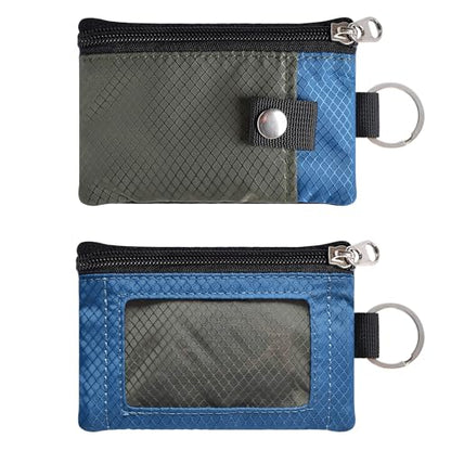 CHENSPRX Minimalist RFID Blocking Small Wallet with ID Window,WaterResistant Zip Id Case Wallet with Lanyard Keychain for Cards,Cash,Travel,Women,Men - color: ElectricBlue+Amy