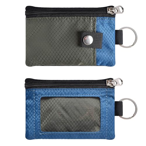 CHENSPRX Minimalist RFID Blocking Small Wallet with ID Window,WaterResistant Zip Id Case Wallet with Lanyard Keychain for Cards,Cash,Travel,Women,Men - color: ElectricBlue+Amy