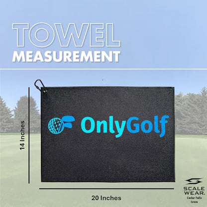 OnlyGolf Funny Microfiber Golf Towel – Large 14" x 20" Clip for Golf Bags Clubs Balls Perfect Golf Gag Gift Enthusiasts Waffle Men Premium Carabiner (Black OnlyGolf) - color: Black Onlygolf