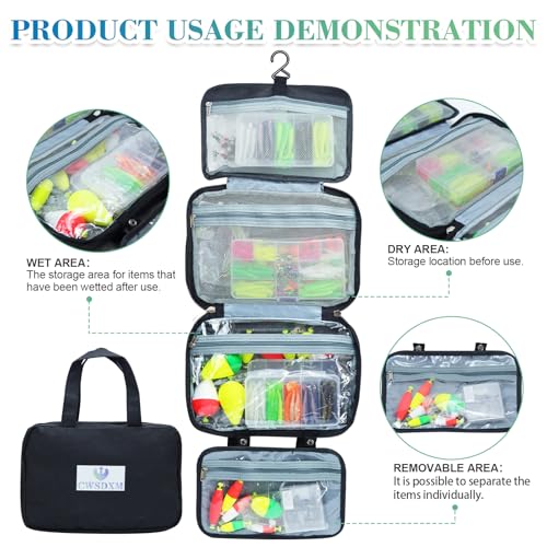 Sling Fishing Backpack Waterproof, Compact On-The-Go Tackle Bag with 2 Boxes, Camo Black Khaki (Storage handbag With Two Tackle Boxes) - color: Storage Handbag With Two Tackle Boxes