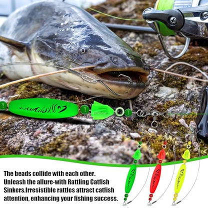 YOTO Santee Cooper Rig, Catfish Rig for Bank Fishing, Catfishing Tackle Rattler Floats, Chunky Rigs Catfish Equipment - style: Spiral Catfish Bells - 3pcs