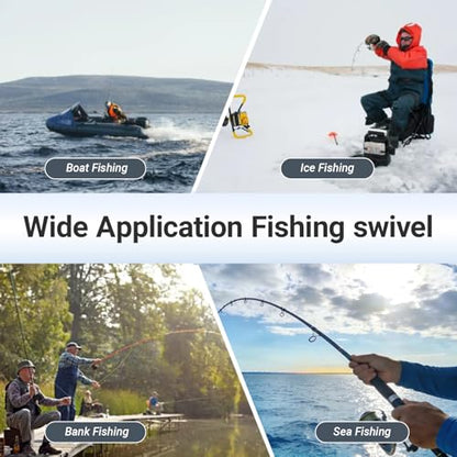 QISHUO Stainless Steel Barrel Swivels Saltwater Connect Lure Swivels Fishing Snap Freshwater Fishing Swivel Heavy Duty SUS304 - size: Size #7 (75lb) 50pcs