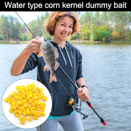 100 Pcs Fake Corn Carp Fishing Bait, Soft Maggot Bait Bread Worm, Soft Silicone Easy Floating Lure,Bass Fishing Worms Lures, Bait Equipment for Trout Catfish Carp Catfish