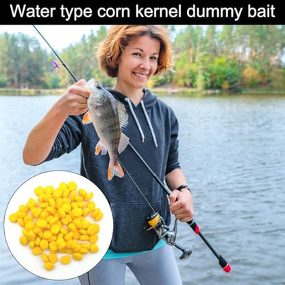100 Pcs Fake Corn Carp Fishing Bait, Soft Maggot Bait Bread Worm, Soft Silicone Easy Floating Lure,Bass Fishing Worms Lures, Bait Equipment for Trout Catfish Carp Catfish