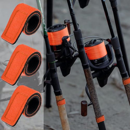 Sumind 12 Pcs Fishing Rod Straps Ties, Fishing Pole Belts Stretchy Straps, Elastic Tackle Ties Cable Holders Fit for Casting Rods, Spinning and Fly - color: Orange