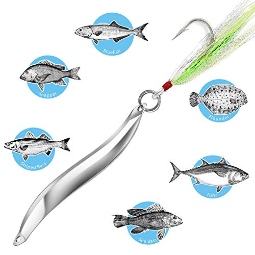 Omelchenko Lure Fishing Lures Bucktail Teasers Set of Two Silver 1.4-Ounce 40gm Saltwater Freshwater