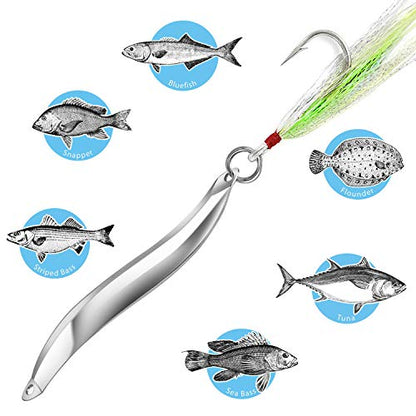 Omelchenko Lure Fishing Lures Bucktail Teasers Set of Two Silver 1.4-Ounce 40gm Saltwater Freshwater