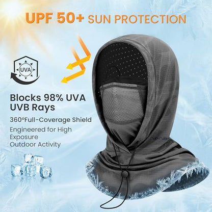 YANIKY Summer Cooling Balaclava with Breathable Holes, Sun UV Protection Face Mask for Running, Cycling, Fishing, Men & Women - color: Black & Dark Gray Camo Set