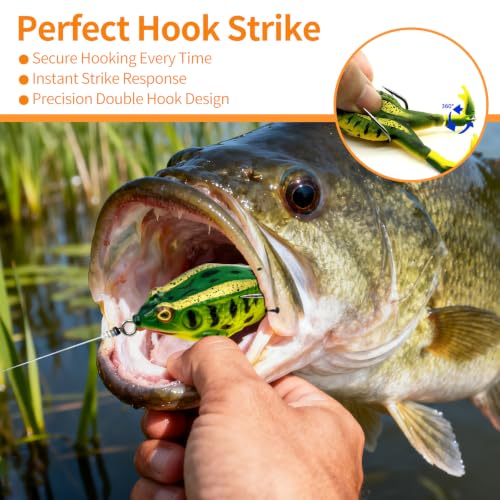 Keenjorika Soft Frog Fishing Lures 3 Pack, Topwater Floating Weedless Frog Baits with Rotating Kicking Legs, Lifelike Soft Swimbaits for Bass, Trout, Snakehead Fishing, Freshwater & Saltwater - color: 1/5/7