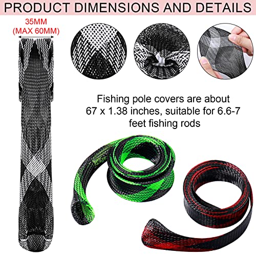 Sratte 8 Pack Fishing Rod Sleeves Reel Bags Casting Rod Socks Reel Cover Protective Fishing Case Braided Mesh Protector for Bait Casting Sea Fly Ice(for S Size Water Drop Wheel)