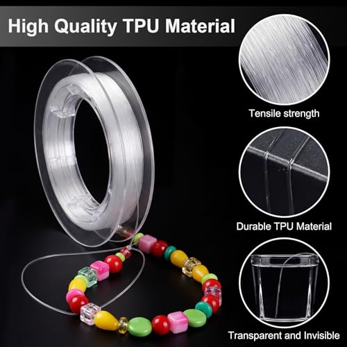 Tatuo 218 Yards/ 654ft Clear Fishing Line 0.25mm Nylon Invisible Thread String for Hanging Christmas Ornaments, Bracelet Making, Sew Hobby, Clear Beading Thread with Bead Needle - size: 0.25mm