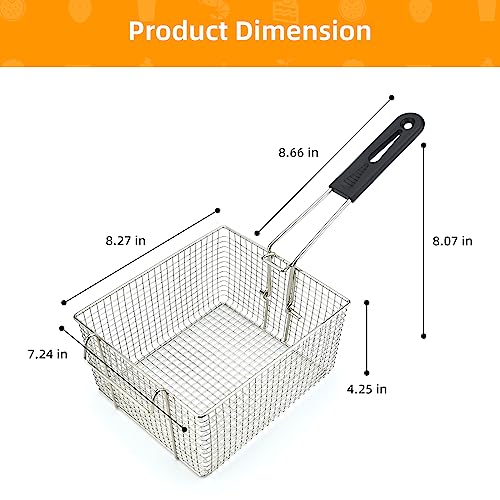Electric Fryer Basket for Frying Serving Food, with Rubber Handle Grip, 7.2" x 8.3" x 4.3" Heavy Duty Construction Suitable for fry chicken, fish, french fries - style: 1 pcs