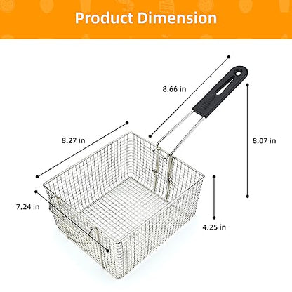 Electric Fryer Basket for Frying Serving Food, with Rubber Handle Grip, 7.2" x 8.3" x 4.3" Heavy Duty Construction Suitable for fry chicken, fish, french fries - style: 1 pcs