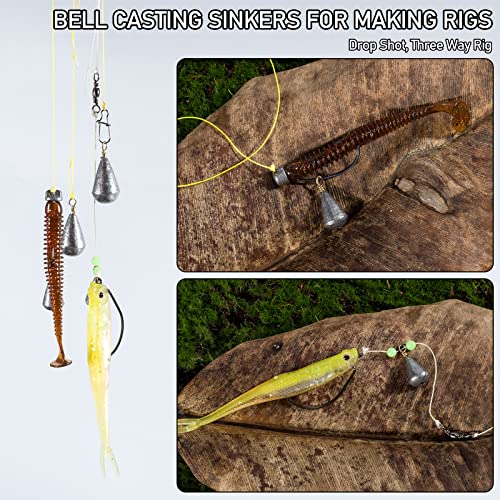Dr.Fish 30 Pack Bass Casting Sinker Weights Lead Bell Drop Shot Weights with Brass Swivels Weight Freshwater Fishing Lead Sinker - size: 1/4oz-30 Pack