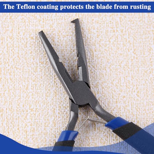 5" Fishing Pliers Hook Remover, Light Weight Split Ring Pliers for Fishing 3 in 1 Professional Multifunctional Fish Plier with Braid Line Cutter and Crimper Saltwater Resistant Teflon Coated - style: 5"-Mini Size