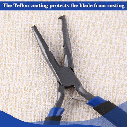 5" Fishing Pliers Hook Remover, Light Weight Split Ring Pliers for Fishing 3 in 1 Professional Multifunctional Fish Plier with Braid Line Cutter and Crimper Saltwater Resistant Teflon Coated - style: 5"-Mini Size