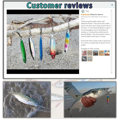 Tripquips Saltwater Jigs Fishing Lures with Ultra-Sharp Hooks, Saltwater Spoon Lure for Tuna Salmon Grouper, Sea Fishing Jigging Lure, Trolling Spoon for Bass Fishing - color: 5PCS-30g/1.06oz
