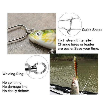 RIKIMARU Fishing Swivels Duo Lock Snap Ball Bearing Stainless Barrel Fast Fishing Lure Swivels High Speed Rotating - size: 3#-65LB-40pcs