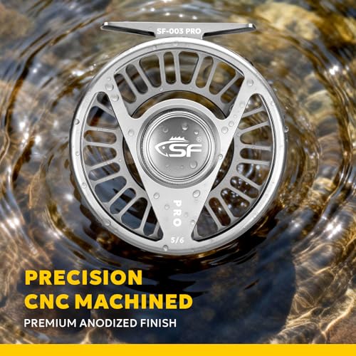 SF SF-003 Pro Fly Fishing Reel for Freshwater,CNC Precision Machining Process,Mid Arbor Design,Smooth Drag System,Lightweight Aluminum Body - size: 7/8wt, style: Gunmetal Gray