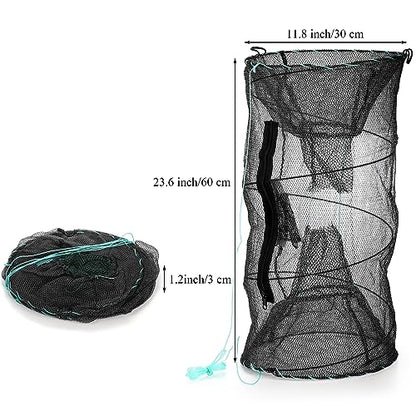 ZENFUN 2 Pcs Fishing Bait Trap, Crab Traps Minnow Traps, Crawfish Trap, Collapsible Net, Foldable Fishing Net Portable Folded Fishing Accessories