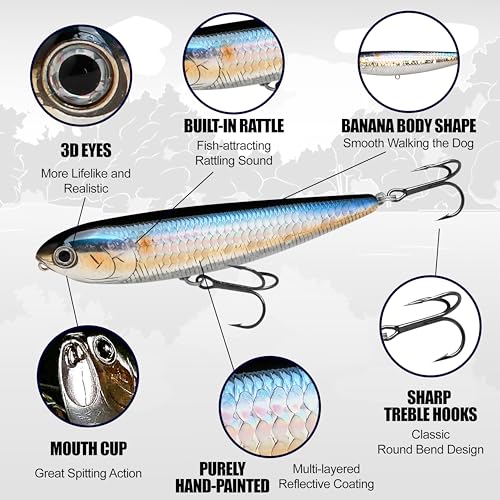 LUCKY CRAFT Sammy 100, Topwater Walking The Dog Action Freshwater Lake Bass Fishing Champion Bait - color: 805 Large Mouth Bass, size: 100