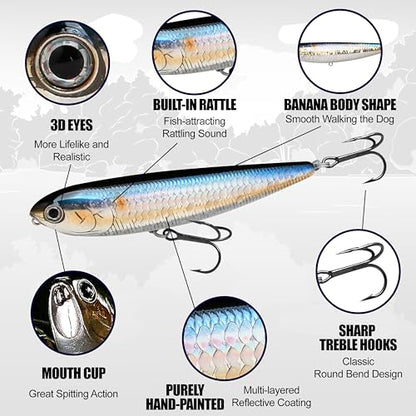 LUCKY CRAFT Sammy 100, Topwater Walking The Dog Action Freshwater Lake Bass Fishing Champion Bait - color: 445 French Pearl OB, size: 100