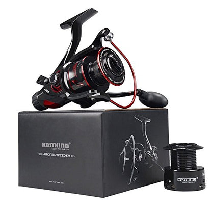 KastKing Sharky Baitfeeder III Spinning Reel 10+1 Shielded Stainless Steel BB - Carbon Fiber Drag for Live Liner Bait Fishing Action - style: 6000