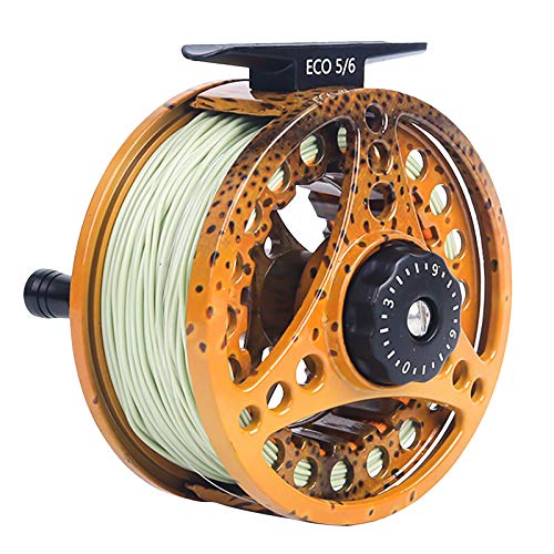 M MAXIMUMCATCH Maxcatch ECO Large Arbor Fly Fishing Reel (3/4wt 5/6wt 7/8wt) and Pre-Loaded Fly Reel with Line Combo - color: Brown Trout (With Line Pre-loaded), size: 3/4 weight