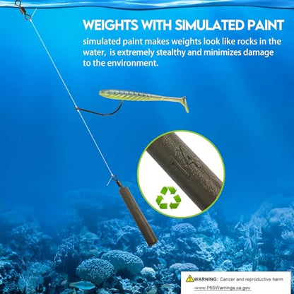 Eupheng Drop Shot Rigs for Bass Fishing, Ready Rig Kit with Barrel Swivel Drop Shot Weights Leader Line and Hook, Multiple Specifications Available - size: #1/0 Hook- 1/5 oz Weight-Qty 5