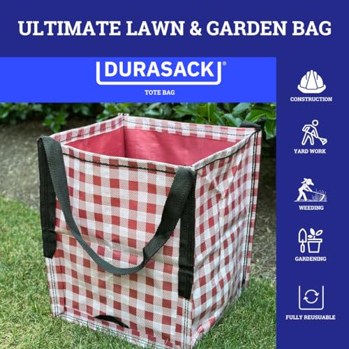 DURASACK Heavy Duty Storage Tote Bag 22-Gallon, Gingham Red, Pack of 4 | Rugged Woven Polypropylene Moving Bag, Reusable Self-Standing Design, Holds up to 500 Pounds - color: Gingham Red, size: Pack of 4