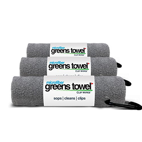 Silver 3 Pack Golf Towel Set for Golf Bags with Clip, Plush Microfiber Nap Fabric, 16x16, The Original (Sterling Silver) - color: Sterling Silver