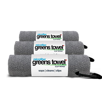 Silver 3 Pack Golf Towel Set for Golf Bags with Clip, Plush Microfiber Nap Fabric, 16x16, The Original (Sterling Silver) - color: Sterling Silver