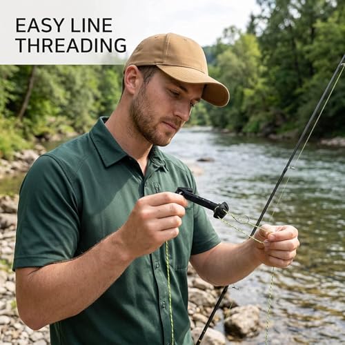 Magnetic Fly Threader, Magnetic Fly Threader & Knot Tying Tool, Fly Fishing Accessories with Strong Magnets for Easy Line Threading, Two-Pack Black Tools for Fishing Lovers and Starters