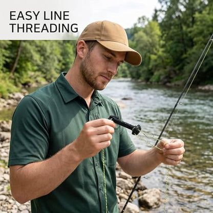 Magnetic Fly Threader, Magnetic Fly Threader & Knot Tying Tool, Fly Fishing Accessories with Strong Magnets for Easy Line Threading, Two-Pack Black Tools for Fishing Lovers and Starters