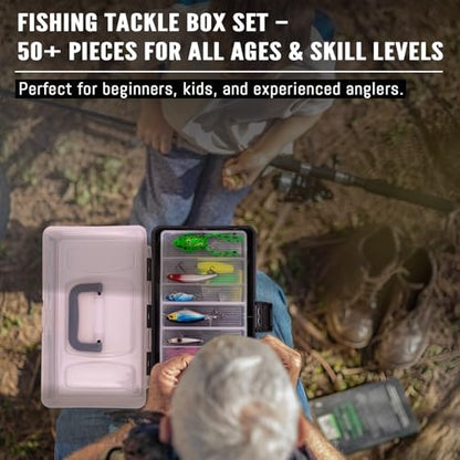 448-Pcs Fishing Lures Kit – Complete Large 3-Layer Tackle Box Set with Hooks, Weights, Bobbers, Pliers, Rigs, Leaders & Accessories for Men, Kids, Beginners, Gear gift choice for Fathers Day - color: 448PCS-Black