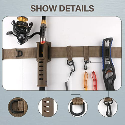 Fishing Wading Belt Rod Holder Adjustable Wader Waist Belt for Fly Surf Casting Spinning Pole Fishing Tool Tackle (Black) - color: Khaki