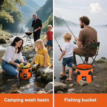 5 Gallon Bucket, Collapsible Bucket with Handle for Outdoor Beach Fishing Gardening, Folding Car Wash Buckets Mop Water Storage Laundry Wash Basin for RV Household Cleaning Supplies Camping Essentials - size: 20L